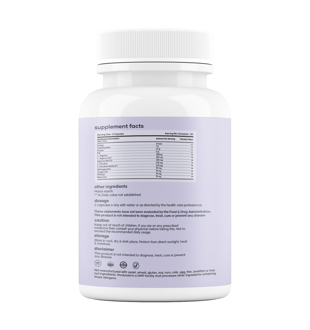 Mars Nitric Oxide Capsules – with L-Arginine, L-Citrulline & Adaptogenic Blend | Supports Energy, Circulation & Muscle Recovery (Pack of 2)