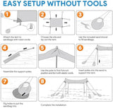 Beach Tent Sun Shelter, 10 x 10 FT Beach Canopy Tent Sun Shade Heavy Duty, UPF50+ Beach Tent Canopy with 8 Sandbags & 4 Stability Poles, Outdoor Beach Tent for Beach Camping Fishing, Sky Blue