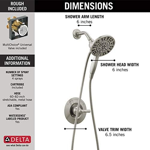DELTA 142840-SP-I Arvo Tub Shower, SpotShield Brushed Nickel