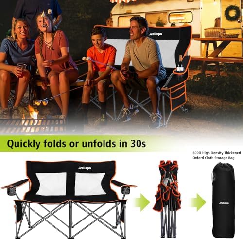 Camping Chairs Oversized Camping Chair Portable Lawn Chair Double Camping Chair for Adults Heavy Duty Folding Chair Support 700LBS with Big Side Organizer Pockets for Camping/Car Trunk/Beach/Campfires