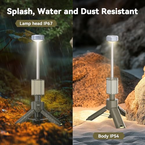 MORIKO Camping Lights Rechargeable Telescopic, Portable Collapsible Magnetic Lantern Camping Essentials, 10,500mAh IP67 Waterproof LED Flashlights, Camping Gear for Hiking Fishing Travel Emergency