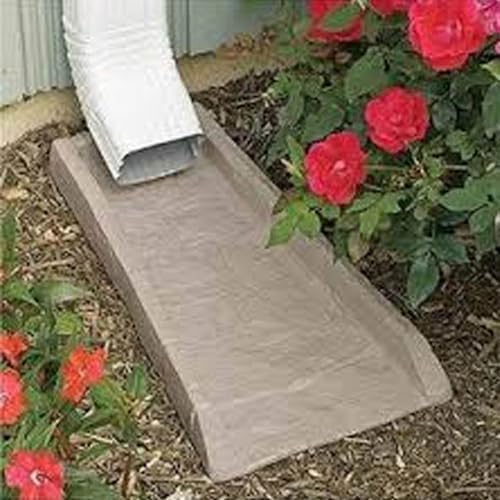Suncast Poly Composite Easy to Use Decorative Outdoor Rain Gutter Downspout Extension Splash Block for Drains Under Gutters, Tan, 2 Pack