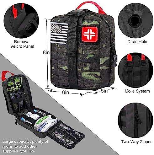 LUXMOM Survival Kit and First Aid Kit, 142Pcs Professional Survival Gear and Equipment with Molle Pouch, for Men Camping Outdoor Adventure/Gifts for Men Dad Christmas