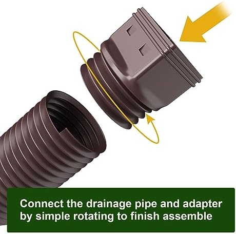 Rain Gutter Downspout Extensions, Downspout Extender for Rainwater Drainage Flexible, Down Spout Drain Extension Pipe and Extendable from 21 to 66 Inches (2 Pack, Brown)