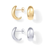 PAVOI Huggie Earrings for Women, 925 Silver, 14K Gold Plated, Two Tone Gold