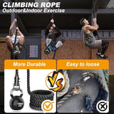 Climbing Rope 1.5 Inch Diameter 10/15 / 20/30 Feet Length Gym Climbing Rope for Workout Fitness & Strength Training, Gym Rope, Exercise Climbing Rope in Black for Adults Outdoor & Indoor