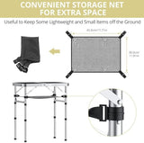 Folding Camping Table, Aluminum 24" x 16" Adjustable Height Small Folding Table with Carrying Handle, Lightweight, Portable Camping Table Waterproof for Outdoor Indoor Picnic Beach BBQ (Black)