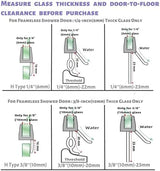 4-Pack Frameless Shower Door Side Seal Strip Shower Door Bottom Seal Shower Door Sweep for 3/8 Inch Thick Glass, Vertical H-Type Glass Door Seal Stop Leaks. (4-Pack x 45" Length)