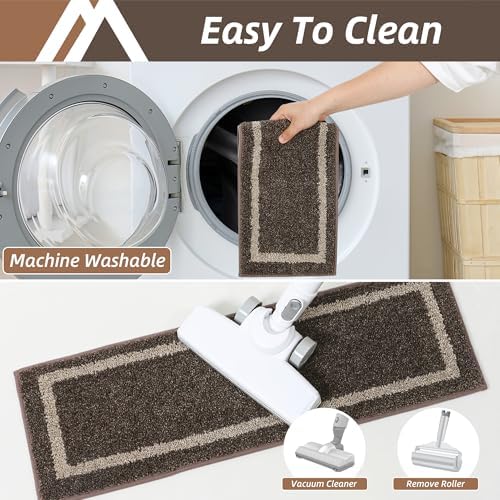 COSY HOMEER Soft Stair Treads 15pcs Non-Slip Carpet Mat 28inX9in Indoor Stair Runners for Wooden Steps,Stair Rugs for Kids and Dogs, 100% Polyester TPE Backing Brown,Square