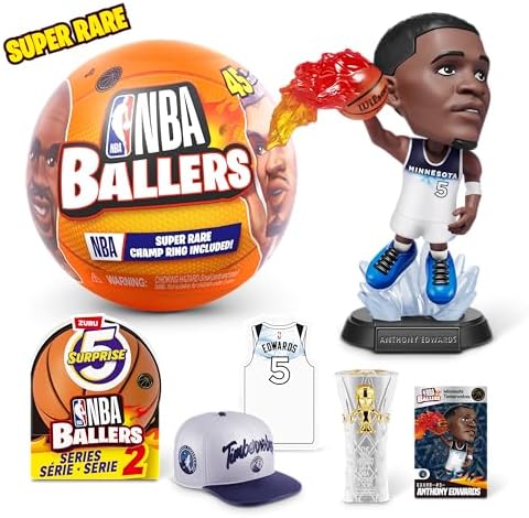 5 Surprise NBA Ballers Series 2 by ZURU, Licensed NBA Collectible, Surprise Unboxing Basketball Collectible Sports Toy for Boys, Ages 3 and up (2 Capsules)