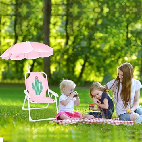 PLULON Kids Beach Chair with Umbrella - Folding Lawn & Camping Chair with Summer Shade for Beach, Pool, Travel & Outdoor (for 1-5 Years Old)