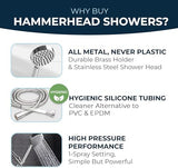 HammerHead Showers® ALL METAL Handheld Shower Head with Hose and Brass Holder - CHROME - 2.5 GPM High Pressure Shower Heads with Adjustable Shower Wand Bracket - 6ft Flexible Extension