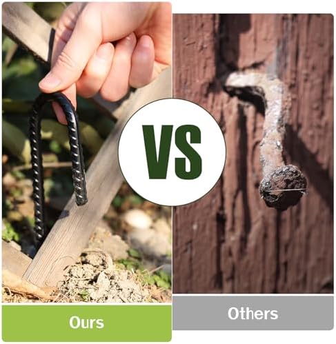 16 Inch Rebar Stakes Heavy Duty, 10 Pack J-Shaped Tent Stakes, Ground Anchor Stakes for Landscaping Plants Fabric Tube Fence, Black