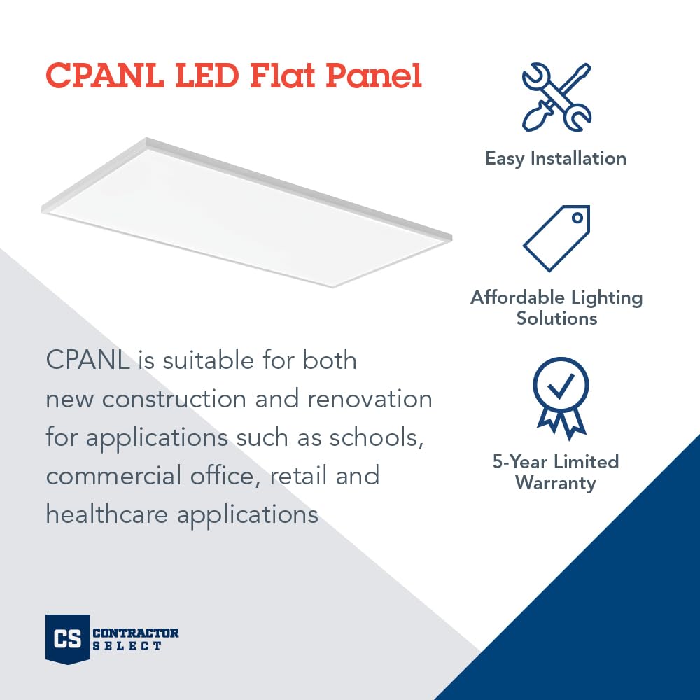 Lithonia Lighting CPANL 2x4 LED Flat Panel Light, 2 ft. by 4 ft. LED Light Panel, Ceiling Lighting Fixture, 4000 Lumens, 3500K/4000K/5000K Switchable CCT, Includes Direct Ceiling Mount Bracket, White