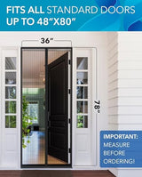 FLUX Magnetic Screen Door - Self-Closing, Pet-Friendly, Durable Polyester Mesh Screen Door with Powerful Magnetic Attachments, Keeps Bugs Out, Fits Sliding Doors and Standard Doors up to 36" x 78"
