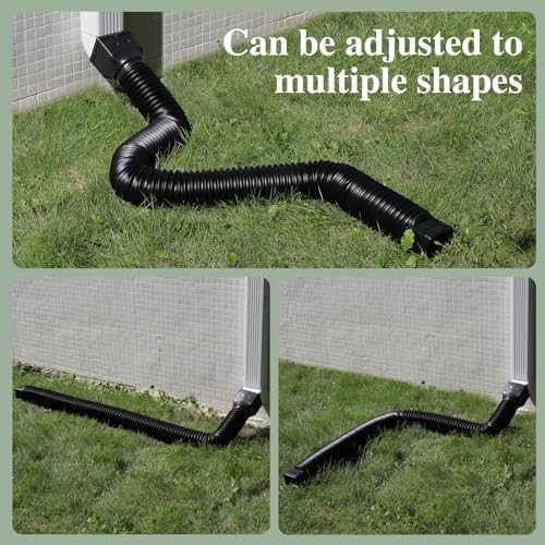 1 Pack Flexible Gutter Downspout Extensions Extendable from 21" to 67", Downspout Extender Comes with Adapters, Thickened Down spout Drain Extension for Rainwater Drainage(Black)