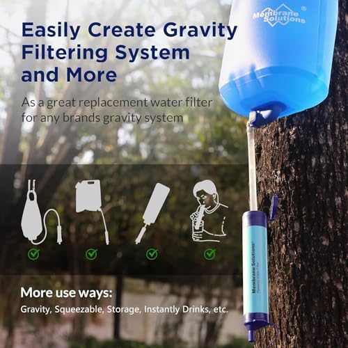 Membrane Solutions Straw Water Filter, Survival Filtration Portable Gear, Emergency Preparedness, Supply for Drinking Hiking Camping Travel Hunting Fishing Team Family Outing