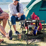 Wakeman Camping Table - 2-Tier Folding Table with 4 Cupholders and Carry Bag for Picnic, Tailgate, Beach, or Camp - Camping Gear Outdoors (Black)