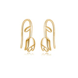 Reffeer Solid 925 Sterling Silver Flower Crawler Cuff Earrings Wraps for Women Teens Tulip Flower Wrap Earrings (B-18K Gold)