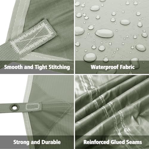 FREE SOLDIER Green 10x10.5ft Waterproof Polyester Camping Tarp with UV Protection, Ideal for Camping, Backpacking, and Hiking