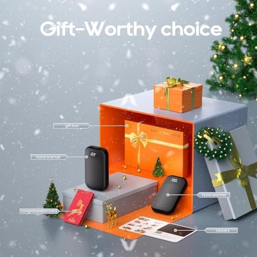 Hand Warmers Rechargeable, 6400mAh Electric Hand Warmers, AI Smart Chips 20Hrs Long Safe Heat, Portable Pocket Heater, Outdoor Camping Hunting Golf Accessories