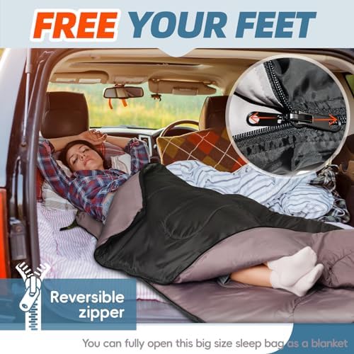 MEREZA 0 Degree Winter Sleeping Bag for Adults Kids with Pillow, Cold Weather Sleeping Bag for 4 Season Camping Hiking Backpacking Sleeping Bags for Big and Tall