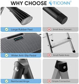 TICONN 4 Step Ladder, Heavy Duty Foldable Step Stool, Portable Steel Folding Stool for Household Garage Storage (Black)