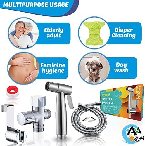 Premium Bidet Sprayer - Handheld Bidet Jet Spray for Toilet | Adjustable Water Pressure | Leak-Proof Stainless Steel Toilet Bidet Sprayer | Muslim Shower | Cloth Diaper Washer | Bathroom Bidet