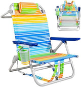 Rainbow Beach Chair for Adults | Folding | Heavy Duty | Adjustable Lay Flat, Lightweight | Outdoor