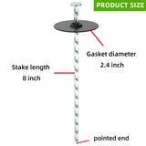 EISENSP 8 Inch Heavy Duty Landscape Stakes with Gasket Caps - 200 Sets Galvanized Spiral Garden Spikes Kit for Securing Weed Barrier Fabric, Artificial Turf, Tent and More