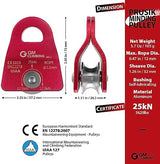GM CLIMBING Micro Prusik Minding Pulley 25kN CE UIAA Certified 12mm Single Pulley Mobile Side Plates for Arborist Rigging Climbing Rescue
