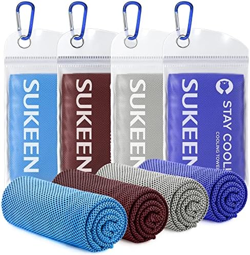 Sukeen [4 Pack] Cooling Towel (40"x12"),Ice Towel,Soft Breathable Chilly Towel,Microfiber Towel for Yoga,Sport,Running,Gym,Workout,Camping,Fitness,Workout & More Activities
