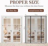 Yotache Magnetic Screen Door Fits Door Size 72"x96", Screen Size 74"x97" Double-Sided Opening Reinforced Mesh with Strong Magnets for Balcony, French, Sliding Glass Door