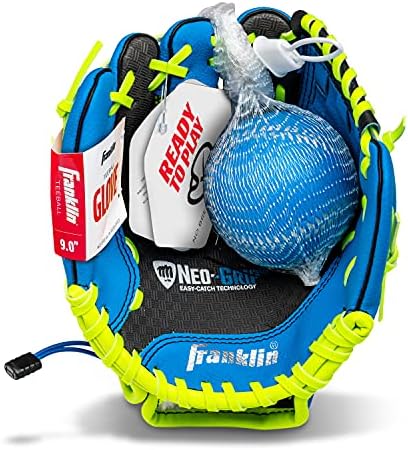 Franklin Sports Youth Teeball Glove - 9.0 Inch Neo-Grip Synthetic Leather Fielding Glove - Left & Right Handed Ready To Play with Ball