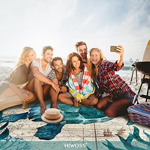 Beach Blanket Waterproof Sandproof Oversized 95”x 80”,Sand Free Beach Mat with Corner Pockets,Portable Mesh Bag for Beach Festival,Picnic,Travel and Outdoor Camping (Seaturtle)