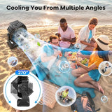 Misting Fan Portable with RGB Lantern, 12000 mAh Rechargeable Camping Mist Fan with Emergency Battery Power Bank Hurricane Supplies, Perfect Cooling Mister for Outdoor Travel
