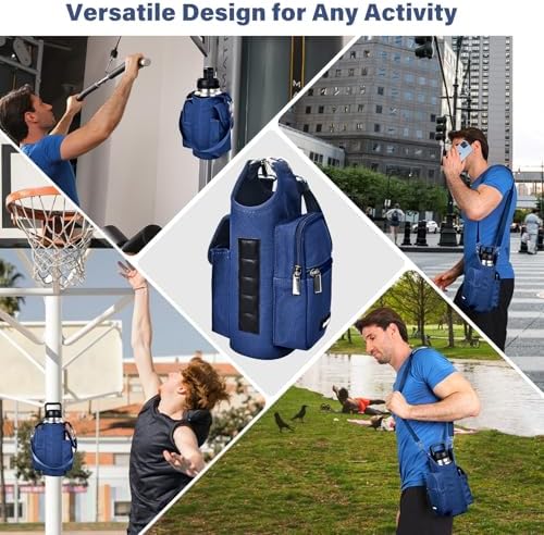 icolor Magnetic Gym Bag Water Bottle Carrier Holder with Phone Pockets & Shoulder Strap,5 Built-in Magnets Gym Bottle Pouch Sleeve,Magnetic Bag Gym Accessories Organizer for Men Women