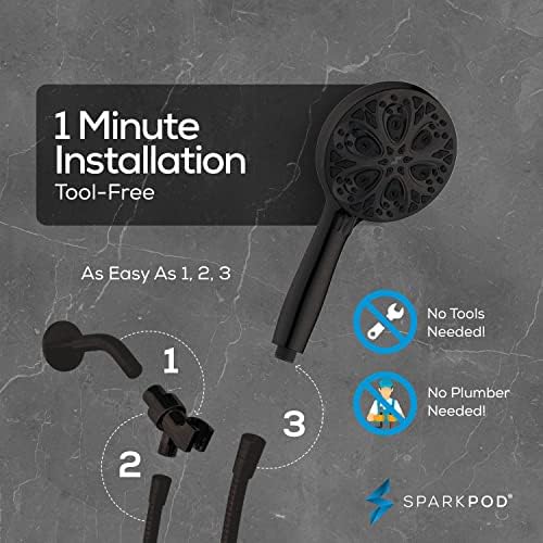 SparkPod 10-Mode Handheld Shower Head with Hose - 5" High Pressure Shower Head Set with Touch-to-Clean Nozzles, Built-In Power Jet, Stainless Steel 6ft Hose & Bracket (Oil-Rubbed Bronze)