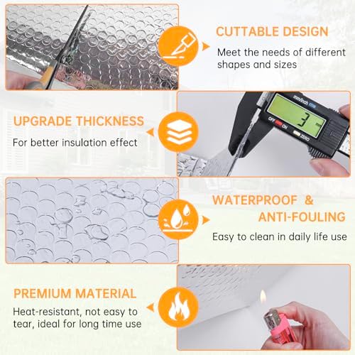 Reflective Foil Insulation, Double Reflective Bubble Insulation Sheet, Aluminum Foil Bubble Shield, Radiant Barrier Roll for RV Windows Weatherproofing (59''x 8.2Ft)