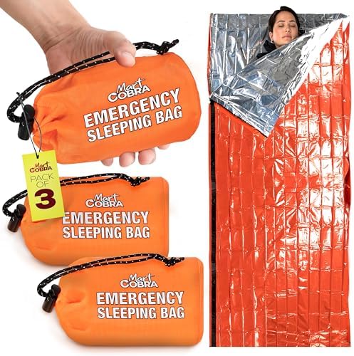Emergency Sleeping Bag for Survival Gear and Supplies 3-Pack Life Bivy Sack Waterproof Mylar Emergency Blankets for Survival Kit Car Camping Gear Hiking Tac Bivvy Go Bag Supplies Sleep Sacks Shelter