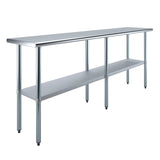 AmGood 18 in. x 84 in. Stainless Steel Work Table | Metal Kitchen Food Prep Table | NSF