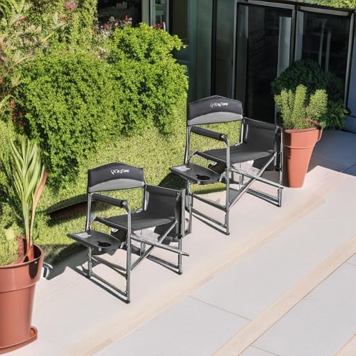 KingCamp 2-Pack Directors Camping Chair with Padded Folding Portable Seats, Black