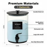 Glass Laundry Detergent Dispenser for Laundry Room Organization, 1 Gallon Large Liquid Soap Dispenser with Black Metal Lid & Leak-Proof Spigot, 2 Measured Cups, 2 Silicone Mats & 9 Labels (2, Black)