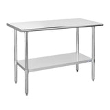 Hally Stainless Steel Table for Prep & Work 24 x 48 Inches, NSF Commercial Heavy Duty Table with Undershelf and Galvanized Legs for Restaurant, Home and Hotel