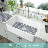 AWOKE Sink Protectors for Kitchen Sink - 24"x 12.5" Sink Mat - Heat resistant Easy-clean Silicone Sink Mat - for Protection of Stainless Steel Sink - with 3 Reserved Holes (Grey)