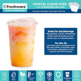Freshware 16 oz Clear Disposable Plastic Cups with Strawless Sip Lids, 100 Pack Clear Plastic Tumblers, Heavy-duty Party Glasses, Disposable Cup for Thanksgiving, Halloween, Christmas Party