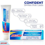 Secure Waterproof Denture Adhesive - Zinc Free - Extra Strong 12 Hour Hold - 1.4 oz (Pack of 4)