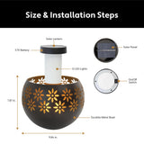 Original Solar Fire Bowl (1-Pack) Outdoor Waterproof Solar Lanterns - Metal Porch Lights with Flickering Flame for Tabletop, Patio, Garden & Landscape Decor (Matte Black)