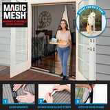 Magic Mesh Double Door | Magnetic Screen Door for Patio, French & Sliding Doors, Heavy Duty Magnetic Closure, Bug Screen for Doorways, Kid & Pet Friendly | Size 75"W x 83"H (Pack of 1)
