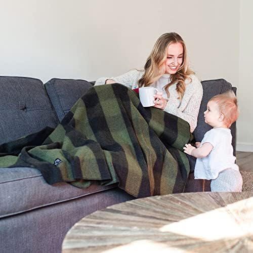 Arcturus Plaid Wool Blankets - 4.5lbs Warm, Heavy, Washable, Large | Great for Camping, Outdoors, Sporting Events, or Home